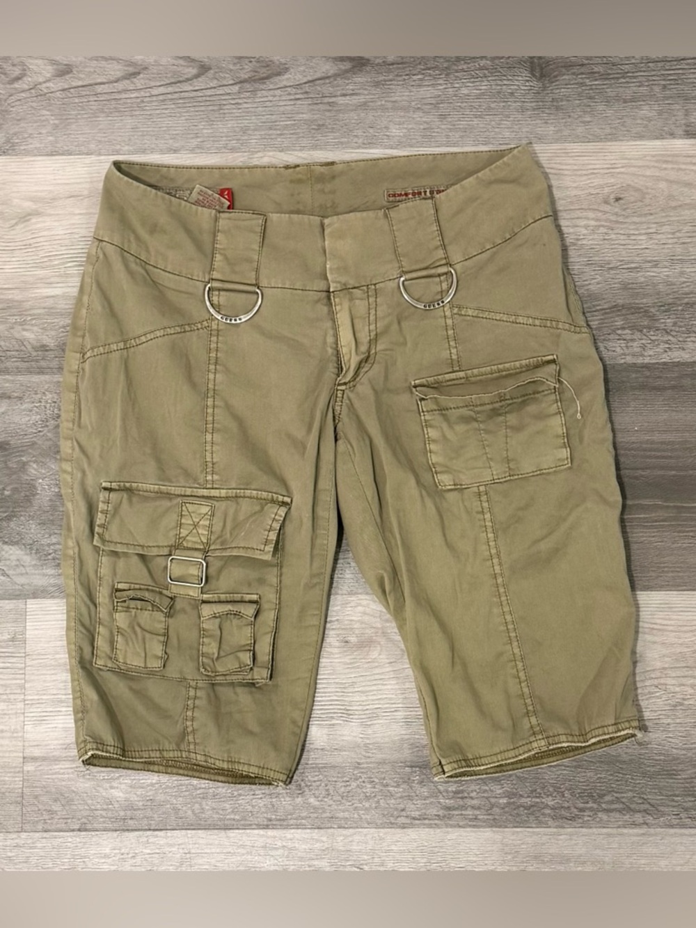 Guess Women's Olive Green Cargo Jean Shorts